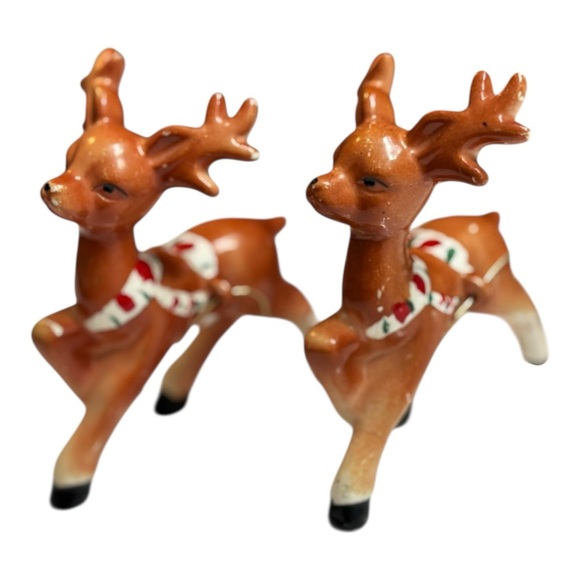 VTG Lipper & Mann Japan Christmas Girl in Candy Cane Sleigh with Reindeer 1950 - Picture 3 of 12